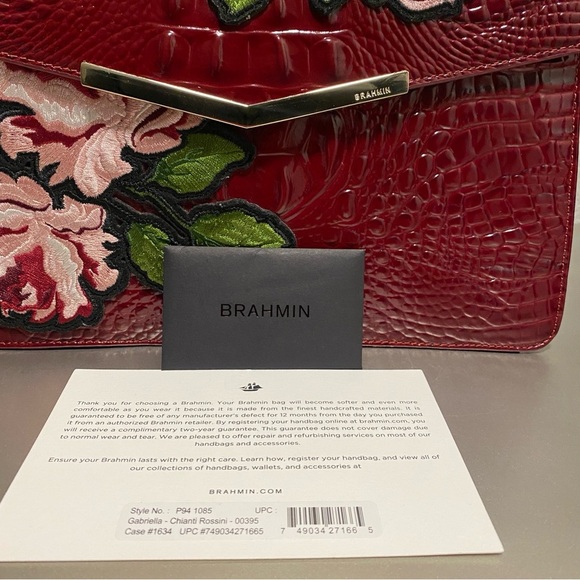 LIKE NEW Brahmin Gabriella - Chianti Rossini Croc Embossed & Rose Embroidery - Picture 16 of 16